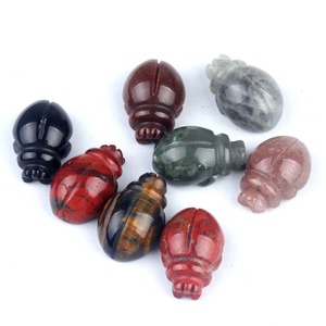 Figuritas de piedras preciosas Lady Beetle, estatua de Animal de cristal, piedra tallada a mano Natural, figurita de Animal Feng Shui para decoración del hogar - Product Image 5