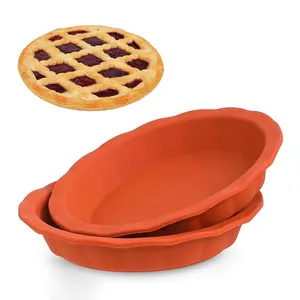 Pratos antiaderentes para tortas de silicone para assar, pratos redondos personalizados de 9 polegadas com borda ondulada