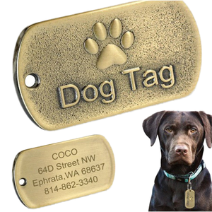 Placa de Identificación Personalizada para Perro, Grabada, <span class=keywords><strong>Color</strong></span> Bronce, Venta al Por Mayor - Product Image 1
