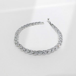 custom plata 925 Sterling <b>Silver</b> Rhodium Plated Chain <b>bracelet</b> luxury geometric chunky marquise cubic zirconia ladies <b>bracelets</b> - Product Image 1
