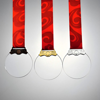 Médaille en cristal personnalisable gravée au laser, ronde, transparente, élégante, écologique, polie, pour sports et jeux