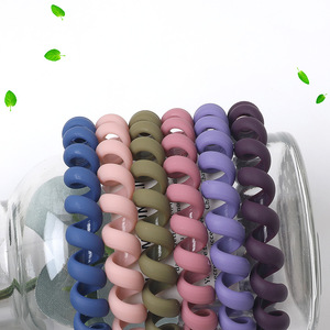 Banda para el cabello mate de moda para mujer, <span class=keywords><strong>cord</strong></span>ón de teléfono de goma de plástico colorido, accesorios para el cabello, lazos para el cabello trenzados elásticos - Product Image 5