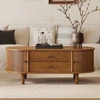 Table basse en bois massif de qualité supérieure avec porte à chaîne, meuble de rangement spacieux personnalisable pour la maison et le salon