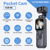 Cámara Deportiva HD de 75MP, Pantalla Táctil de 1.72'', Mini Videocámara de Bolsillo Portátil de 16MP, Cámara de Acción con Seguimiento Facial IA Giratorio