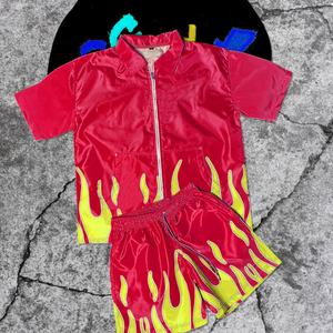 Ensemble chemise et short personnalisé avec logo, sublimation, nylon, deux pièces, coupe-vent réfléchissant pour homme - Product Image 4