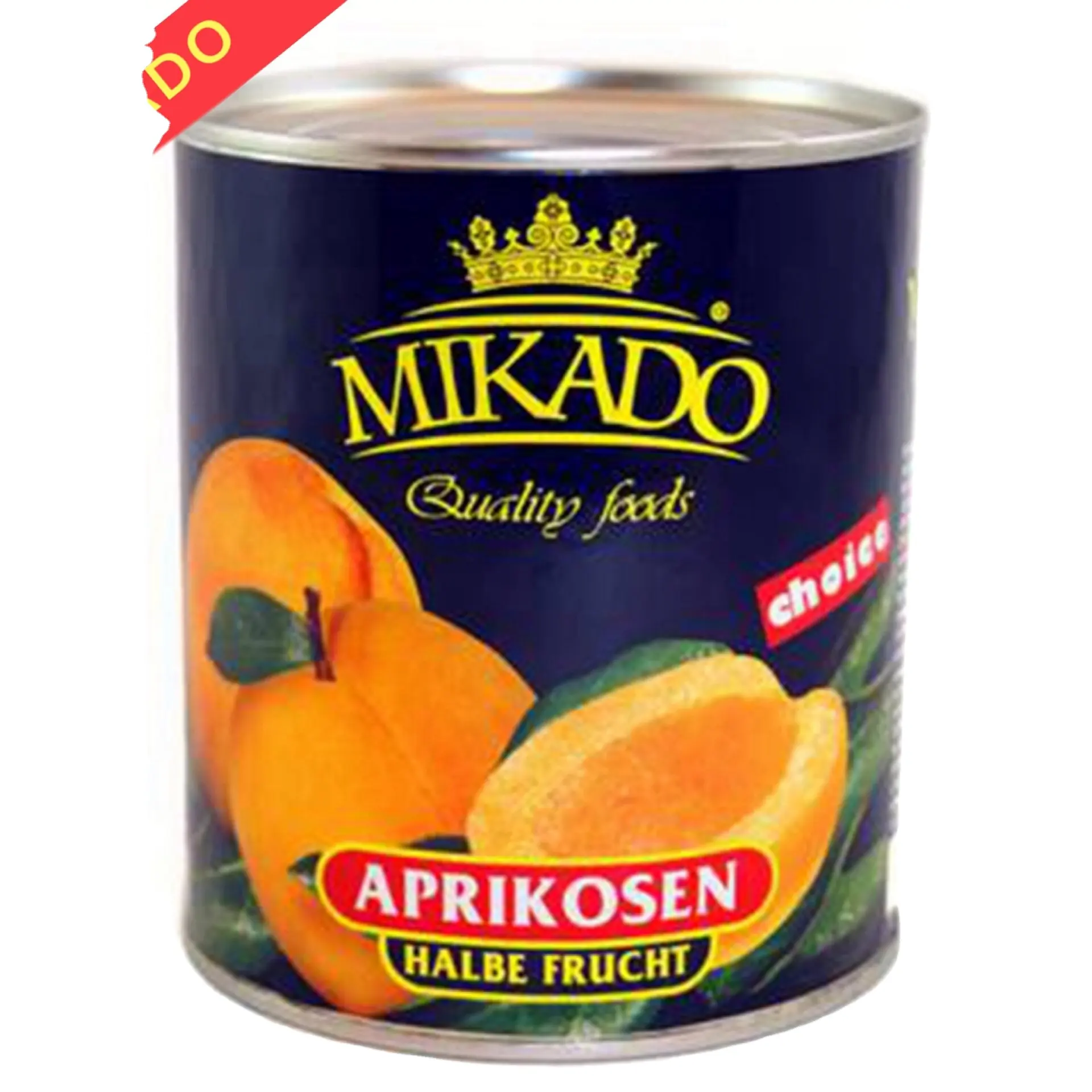 Pacote fresco mikado cantou halvas de apricots em xarope leve