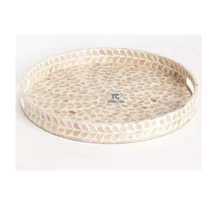 Ratán de forma ovalada de alta calidad con bandejas para servir nácar con varios colores - Product Image 2