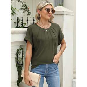 Camisetas de verano de gran tamaño verde militar para mujer 2025, camisetas de negocios informales para verano - Product Image 2