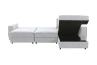 EON HOME L-förmiges Modulares Schlafsofa mit Stauraum Chaiselongue Hellgrauer Leinenstoff Konvertierbares Ecksofa-Bett