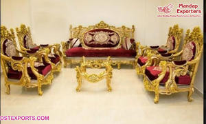 Conjunto de muebles tallados en plata para sala de estar, conjunto de sofá elegante de cinco plazas con acabado clásico blanco de primera calidad - Product Image 6