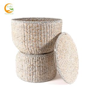 Paniers de rangement durables en rotin de jacinthe d'eau, couleur et taille personnalisées, style antique minimaliste, du Vietnam - Product Image 4