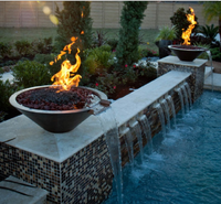 Chauffe-feu décoratifs pour piscine, 2 pièces, en acier inoxydable, plaqué cuivre, bols de feu à gaz pour chute d'eau, chauffages d'extérieur