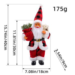 Set Boneka Mainan Natal Santa Claus 12.4 inci 30cm Dekorasi Natal Gantungan Pohon Natal Hadiah Liburan Dalam & Luar Ruangan - Product Image 6