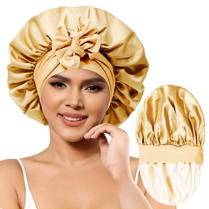 <span class=keywords><strong>Bonnet</strong></span> de Nuit en Satin Soyeux Grand Format pour Femmes, Double Couche avec Bande Élastique à Nouer, Foulard Protecteur pour Cheveux - Product Image 2