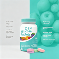 Comprimés de glucose aux fruits assortis en gros pour OEM, 15g, à action rapide, pour augmenter la glycémie et soutenir l'énergie, 50 unités