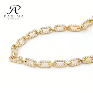 Collar de Plata S925 con Diamantes Cultivados en Laboratorio <span class=keywords><strong>y</strong></span> Cadena con Piedras Melee Chapadas en Oro para Joyería Femenina - Product Image 1