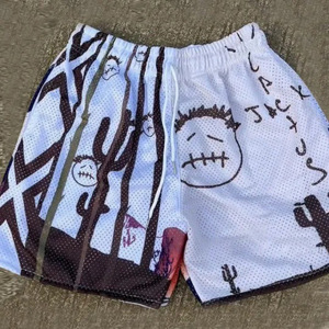 Pantalones Cortos Deportivos Personalizados Vintage para Hombre, 100% Algodón, Estilo Hip Hop, Anti-UV, con Estampado 3D en Espuma, Malla Transpirable y Cordón Ajustable - Product Image 3