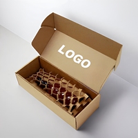 Emballage personnalisé en papier kraft alvéolé pour bouteilles en verre, produits cosmétiques, boîte d'expédition avec insert fixe