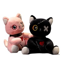 Peluche féline à thème sombre en coton PP 11-30cm - Cadeau idéal pour les fêtes pour les amis - Figurine de style anime en gros direct usine