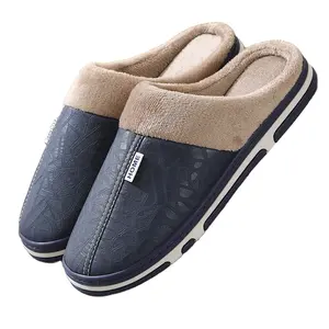 slippers men Slippers unisex Winter pu slippers men warm waterproof home indoor