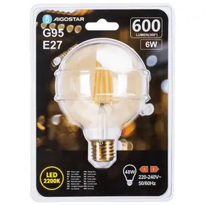 Ampoule LED à filament G95 E27 6W Mbar - Économie d'énergie, lumière chaude, idéale pour la décoration et les ambiances chaleureuses. - Product Image 3