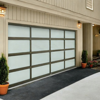 Porte de garage moderne en alliage d'aluminium avec panneau en verre trempé, vue panoramique, prix compétitif, porte de garage en verre plexiglas