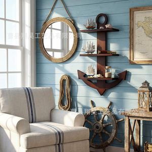 Wooden Anchor Wall <b>Shelf</b> 3 Tier Display <b>Rack</b> For Living Room Decorative Storage - Product Image 3