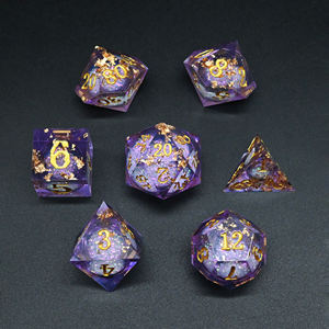 ลูกเต๋าเรซิ่นใสขอบคมสีรุ้งแบบ OEM แกนเหลวสีรุ้ง ขายส่งสำหรับเกมกระดาน DND - Product Image 3