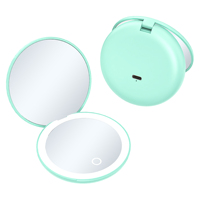 Mini miroir de maquillage lumineux à LED, miroir rond portable pliable, petit miroir éclairé, miroir de beauté, logo personnalisé