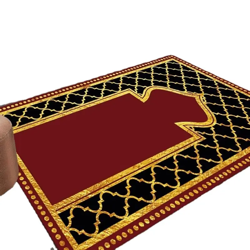 Commercio all'ingrosso Hajj musulmano la Mecca stampato tappeto da pellegrinaggio in stile mediorientale tappetino da preghiera tappeto da pellegrinaggio con frange