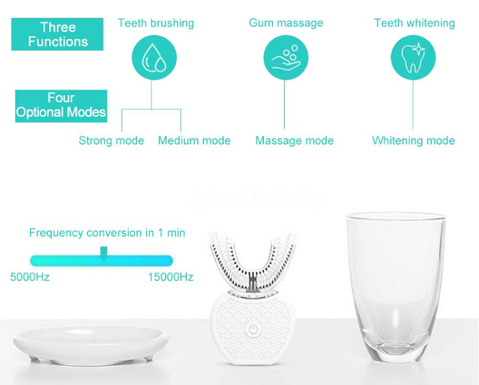 Amazon Hot Sale 360 Degree Automatic Silicone Toothbrush Rechargeable Sonic Electric Toothbrush