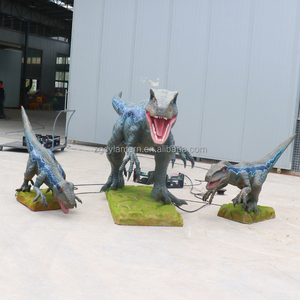 Parc d'attractions à thème <span class=keywords><strong>Jurassic</strong></span> <span class=keywords><strong>World</strong></span>, Velociraptor animatronique en métal pour l'extérieur, Aire de jeux pour parc d'aventure, jardin et maternelle - Product Image 3