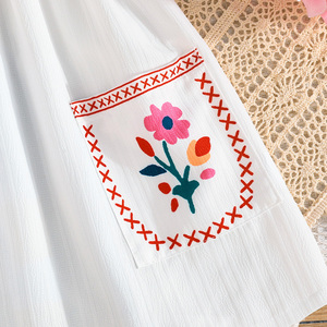 Elegant <b>White</b> Princess Dress for Girls 2-8 Years Summer Fashionable Kids Clothing With <b>Lace</b> Sleeves Printed Flower for Parties - Product Image 5