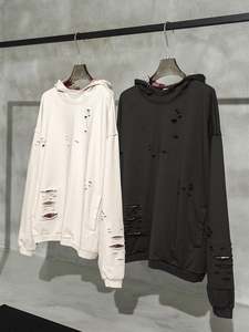 Yingling <b>Men's</b> Cotton Fleece Distressed <b>Hoodie</b> Custom Logo Oversized Hoodies Plaid Heavyweight Vintage <b>Hoodie</b> for <b>Men</b> - Product Image 6