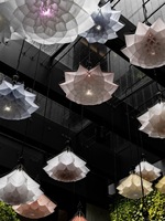 Lustre suspendu dynamique en forme de pivoine pour plafond, éclairage mécanique pour ingénierie, avec mouvement haut-bas