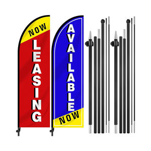 En location/Disponible : Ensemble de drapeaux à franges Swooper de 7 pieds en polyester imperméable avec support en aluminium <span class=keywords><strong>pour</strong></span> la publicité des magasins de détail et des entreprises - Product Image 1