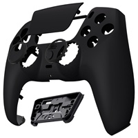EXtremeRate Luna Coque avant noire personnalisée redessinée au toucher doux pour la réparation de la manette PS5, pièces de rechange et accessoires