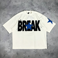 T-shirt décontracté d'été personnalisé 300 g/m² avec broderie de patch personnalisée, 100 % coton, coupe oversize à épaules tombantes, style boxy et court pour homme