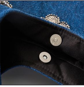 Flower Sequin Handbags Casual Denim Wrist Bags for Women Appliques Shoulder Bag <strong>Designer</strong> Small Canvas Tote Ladies Clutch Pouch - Product Image 6