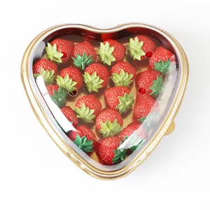 Plastic Heart Shape Fruit Packaging Box Candy Wholesale Disposable Food PET Free Stamping Eco-friendly Disposable Recyclable 221