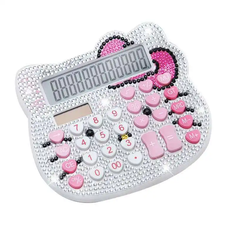 다이아몬드 계산기와 하트 모양의 버튼 스틱 다이아몬드 만화 컴퓨터 다이아몬드 계산기와 고양이 머리 크리스탈