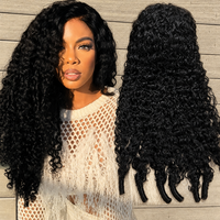 Perruque 100% cheveux humains vierges birmans alignés sur les cuticules, frontale HD transparente, longue, à ondulations profondes, en cheveux humains vierges bruts