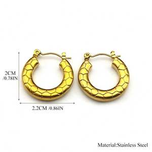 Boucles d'oreilles en acier inoxydable Hyperbole Statement 14K Gold Color Classic Metal Waterproof Charm Jewelry for Women - Product Image 3