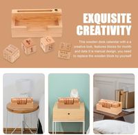 Vente en gros Calendrier de bureau en bois de style art populaire personnalisé Cube de bureau Bloc de construction Base de calendrier avec logo