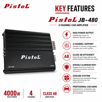 Amplificateur de voiture universel 4 canaux classe AB 4 ohms, installation facile pour système stéréo de véhicule JB-480