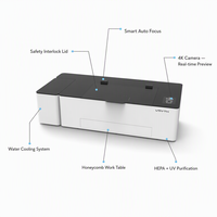 Graveur laser pour la décoration intérieure, 60W CO2 500x300mm, grave les tranches de bois et les sous-verres en MDF, refroidissement par eau, port USB, pour la décoration