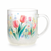 Mug à café ou à thé en verre, esthétique moderne, mignon, résistant à la chaleur, écologique, anti-fuite, avec poignée colorée, pour un usage domestique