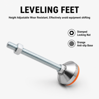 Pieds de nivellement robustes D80*M16*L120/150 en acier au carbone zingué avec base antidérapante en PVC, pieds de nivellement réglables M16