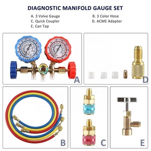Freon Charging Manifold Pressure <b>Gauge</b> Kit R134 R12 R22 R502 Portable High Low Pressure Refrigerant Tool - Product Image 4