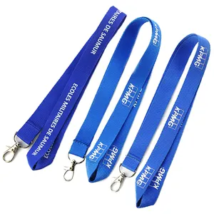 Lot de 100 pièces de lanière pour porte-clés d'infirmière, porte-clés brodé personnalisé, porte-clés en Nylon tissé Polyester bleu, lanière avec Logo à Clip